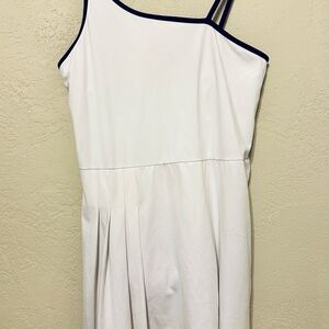 All in Motion Athletic Tennis Dress Jumper White Mini Dress Black Trim Large EUC